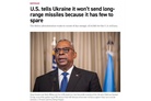 U.S. tells Ukraine it won’t send long-range missiles because it has ‘few to spare’