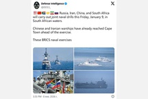 Chinese, Russian, South Africa and Iranian warships naval exercises in Indian Ocean come as tensions run high after US military intervention in Venezuela, seizures of several oil tankers
