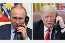 Vladimir Putin has a telephone conversation with Donald Trump