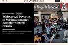FT: Widespread boycotts in Muslim countries hammer western brands