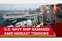 US Navy only oil tanker damaged at sea in the Middle East – the US aircraft carriers fighter jets aboard left without fuel transfers to fly