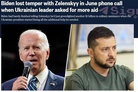 Biden lost temper with Zelenskyy in phone call